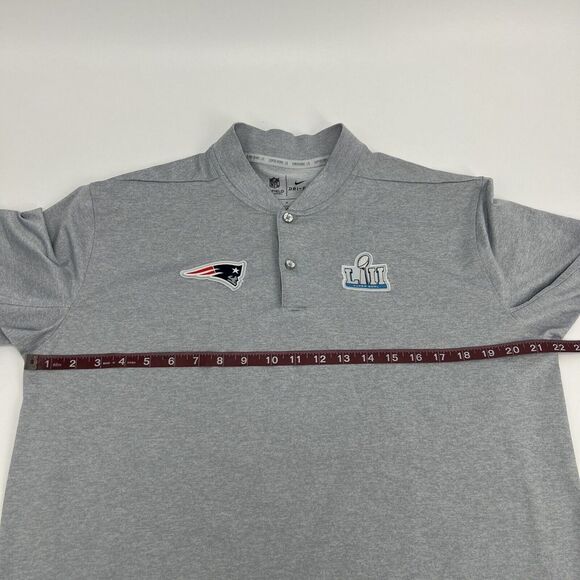 New England Patriots Nike Shirt Men L Gray Polo Dri-Fit‎ On Field Super Bowl LII - Picture 10 of 11